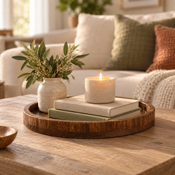 Decorative Round Wood Tray