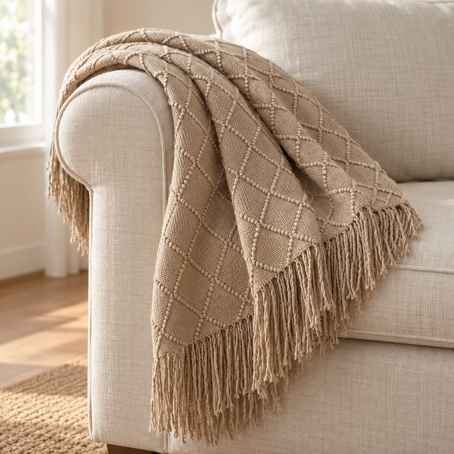 Woven Tassel Throw Blanket