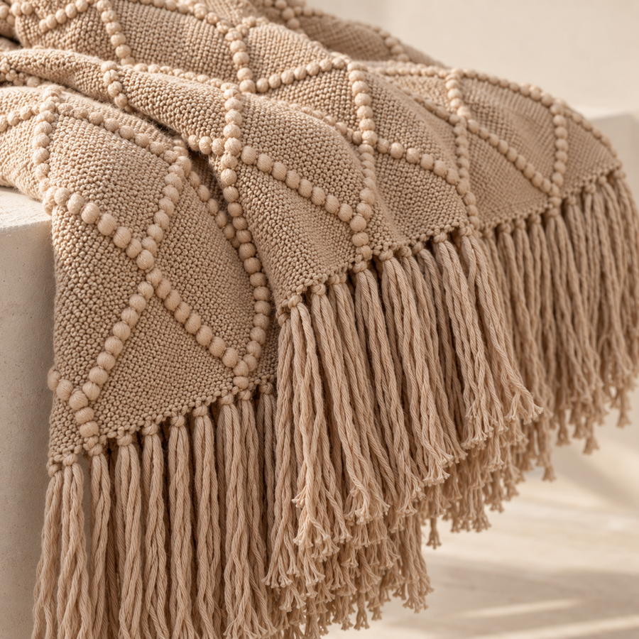 Woven Tassel Throw Blanket