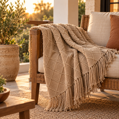 Woven Tassel Throw Blanket