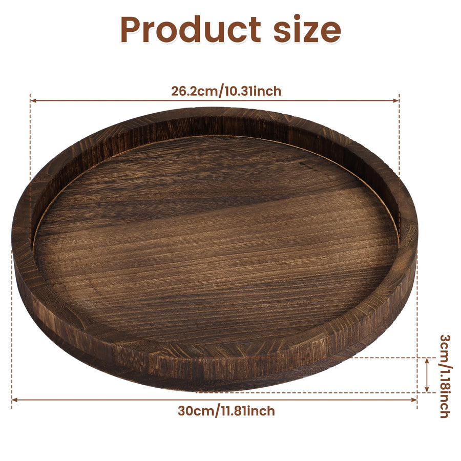 Decorative Round Wood Tray