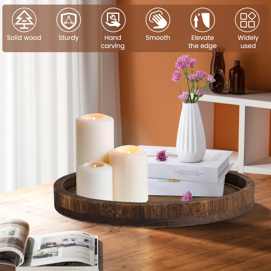 Decorative Round Wood Tray