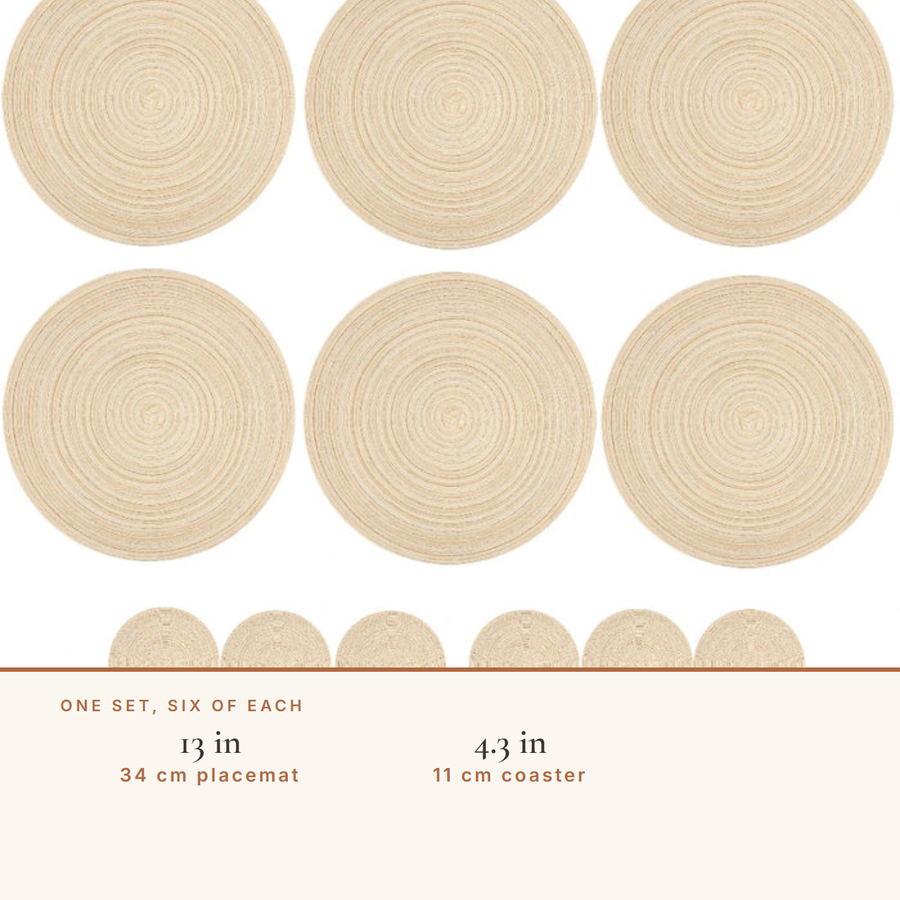 Woven Placemat & Coaster Set of 6