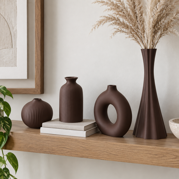 Matte Sculpted Vase Set of 4