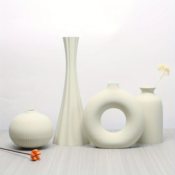 Matte Sculpted Vase Set of 4