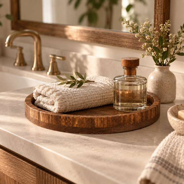 Decorative Round Wood Tray