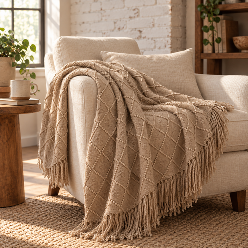 Woven Tassel Throw Blanket