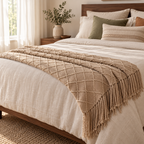 Woven Tassel Throw Blanket